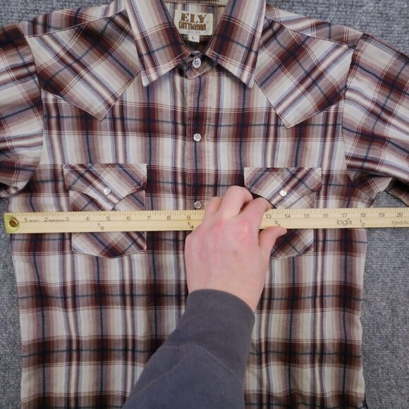 Ely Cattleman Pearl Snap Shirt Women's Large Red Plaid Long Sleeve Button Up - Picture 5 of 12